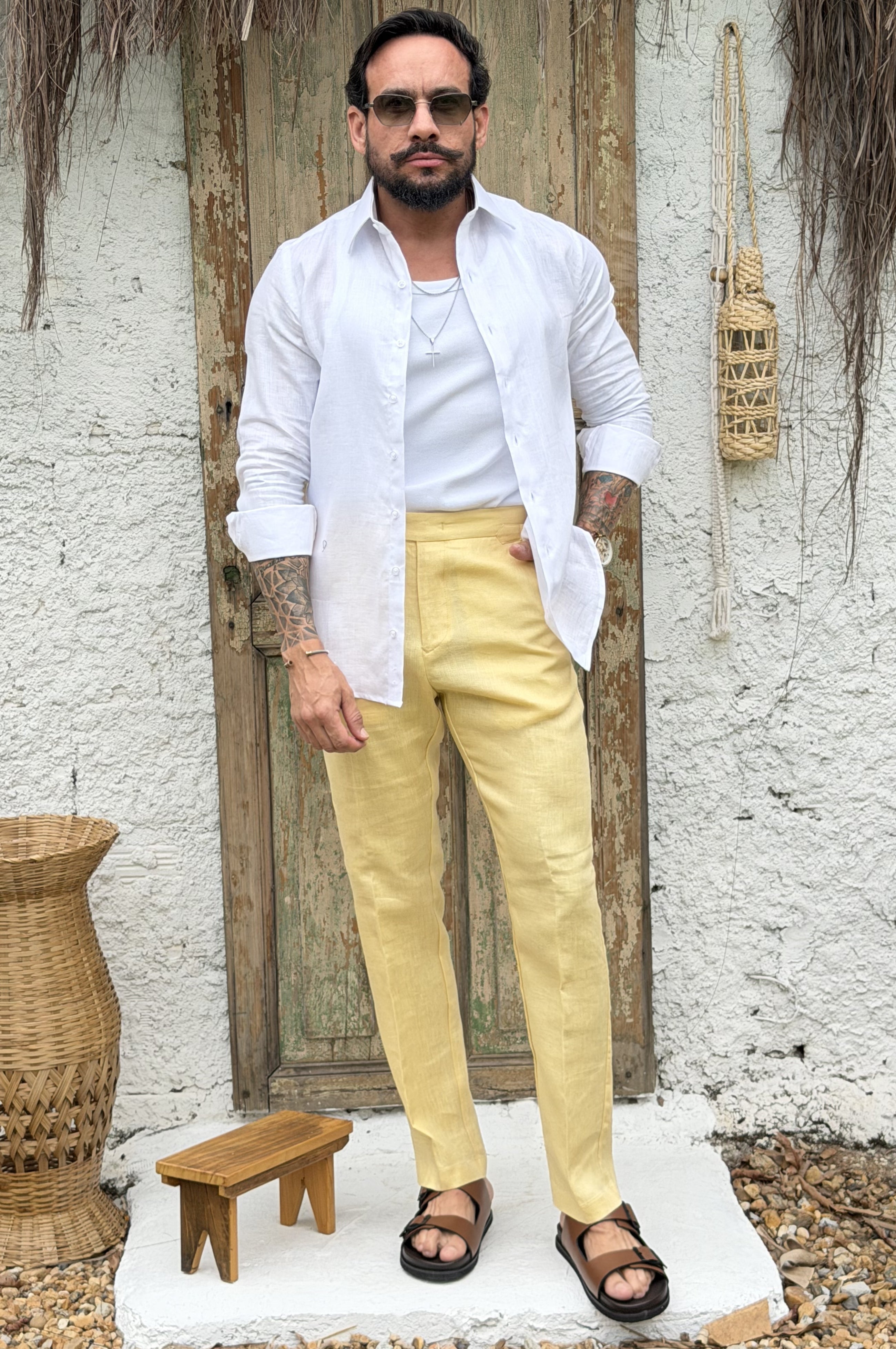 Calça 100% Linho com Regulagem