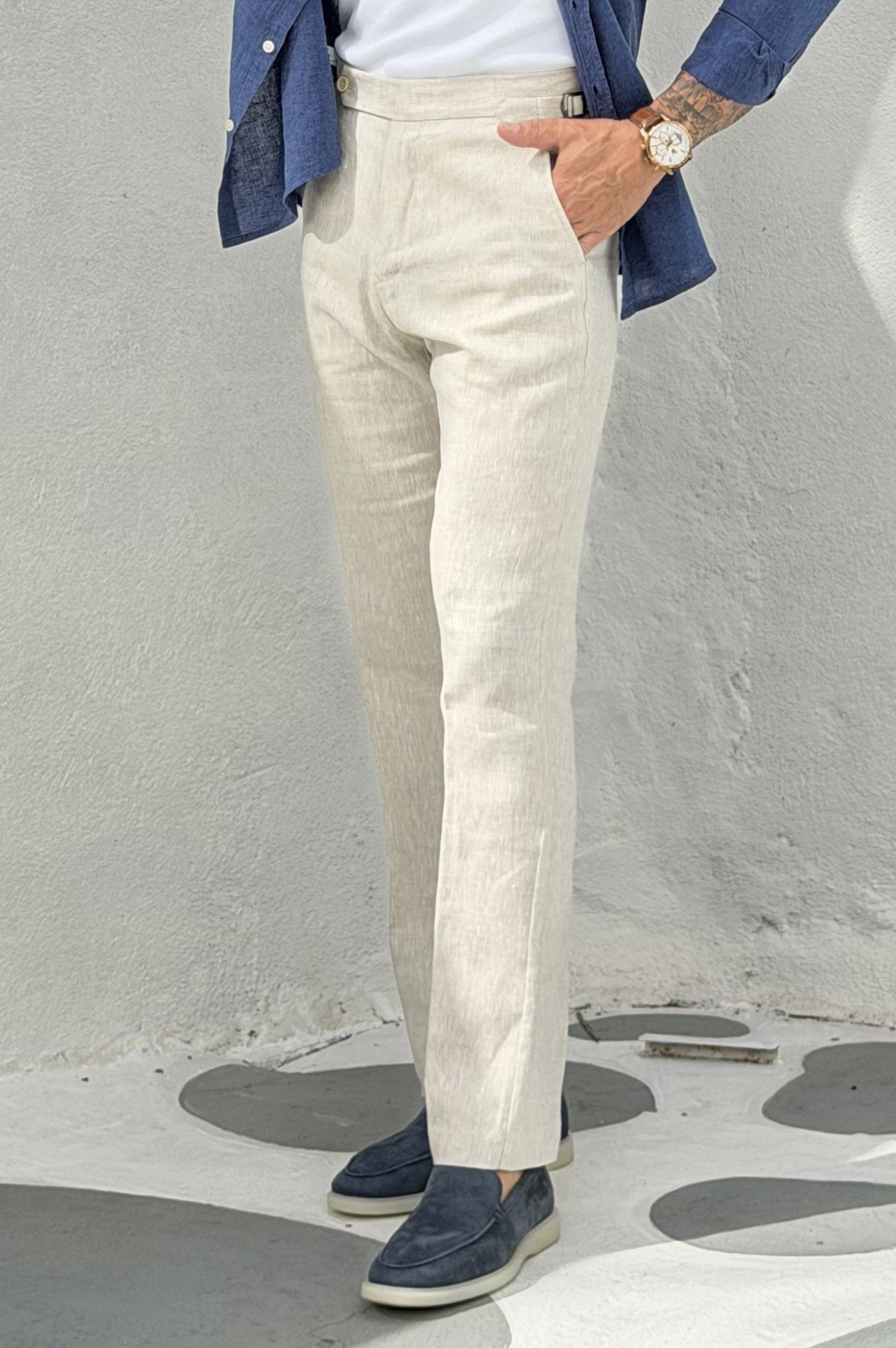 Calça 100% Linho com Regulagem