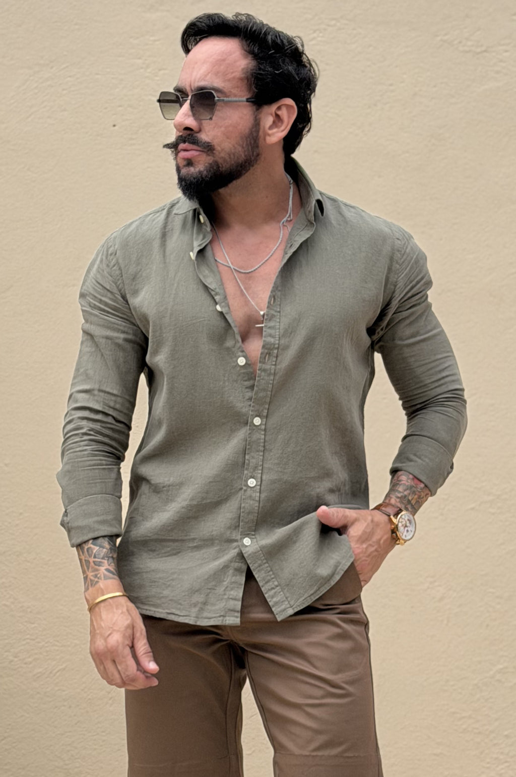 Camisa de Linho com Algodão