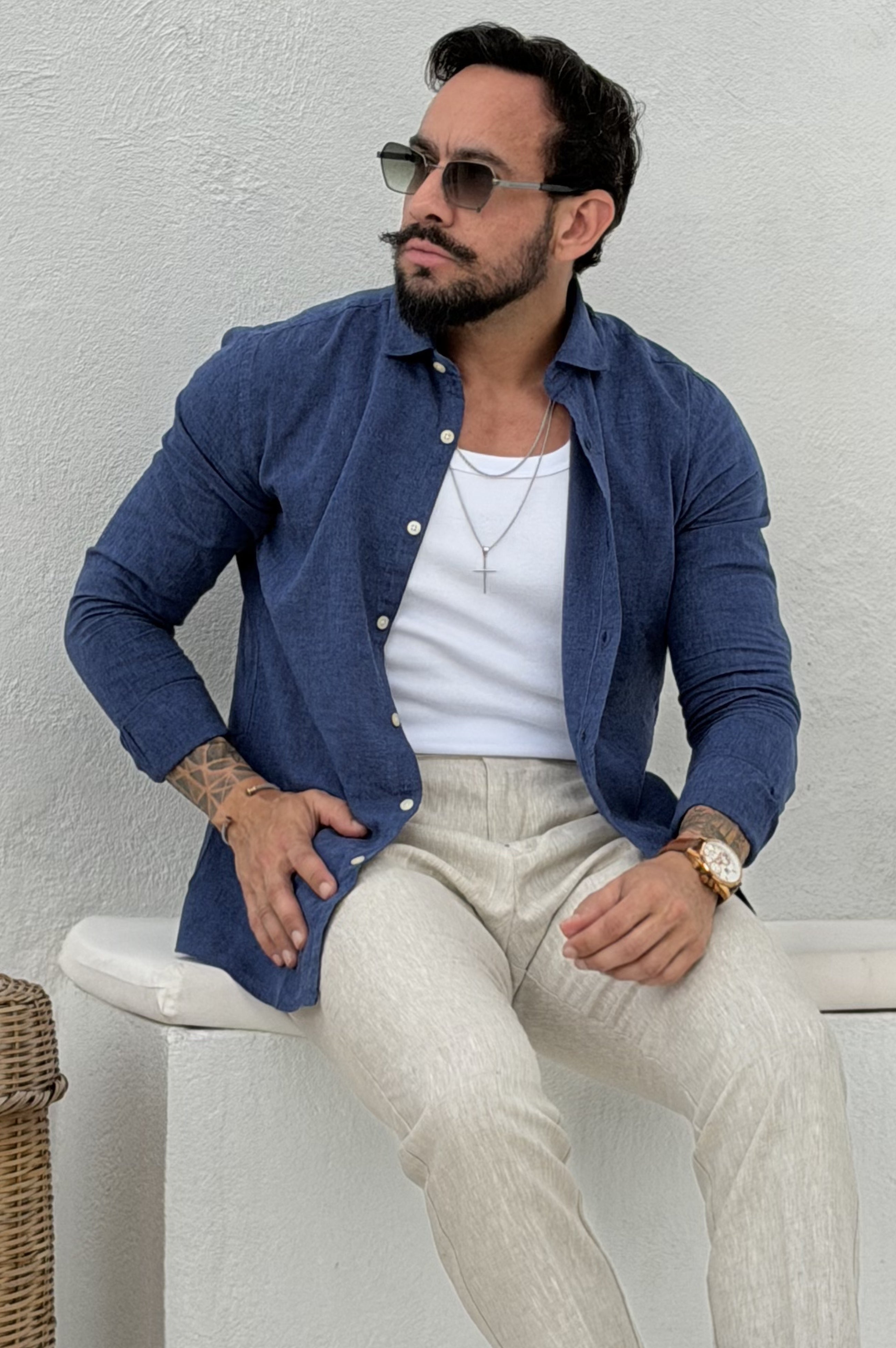 Camisa de Linho com Algodão