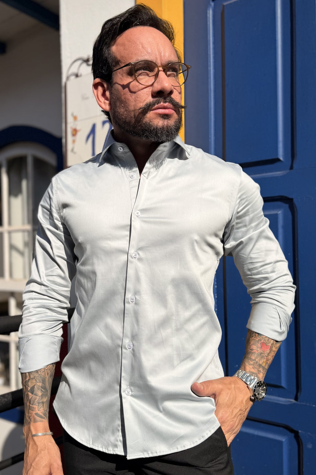 Camisa Social Algodão com Elastano